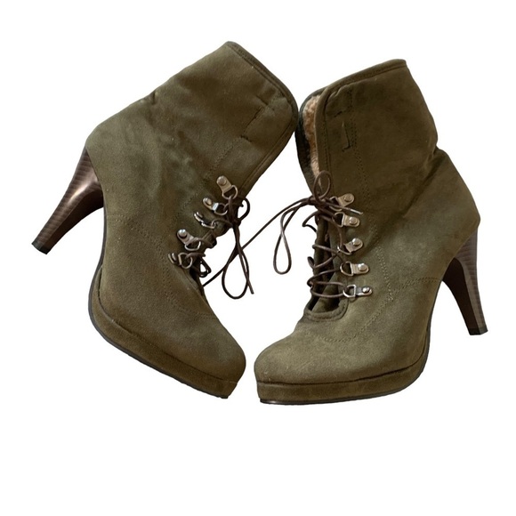 Wenjhen Women Lace Up Flanging Boots High Heel Ankle Round Toe Pumps Sho… - Picture 5 of 6